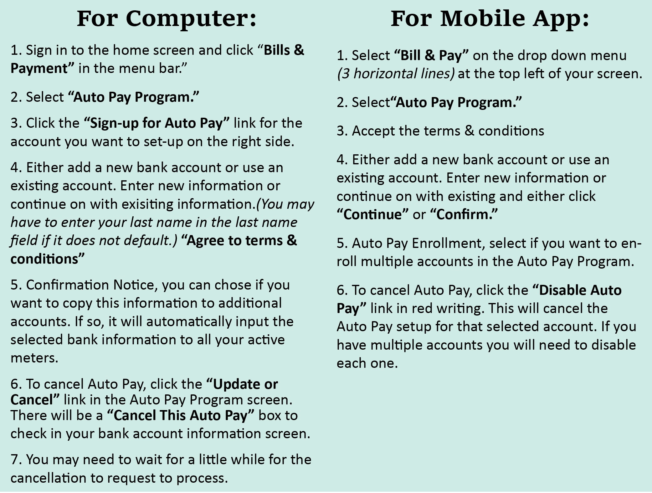 How To Set Up Auto Pay